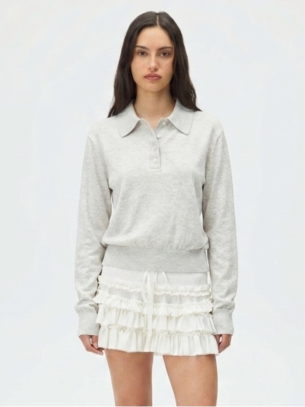 KITH Cashmere Long Sleeve Polo Sweater Gray Size Medium